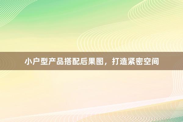 小户型产品搭配后果图，打造紧密空间